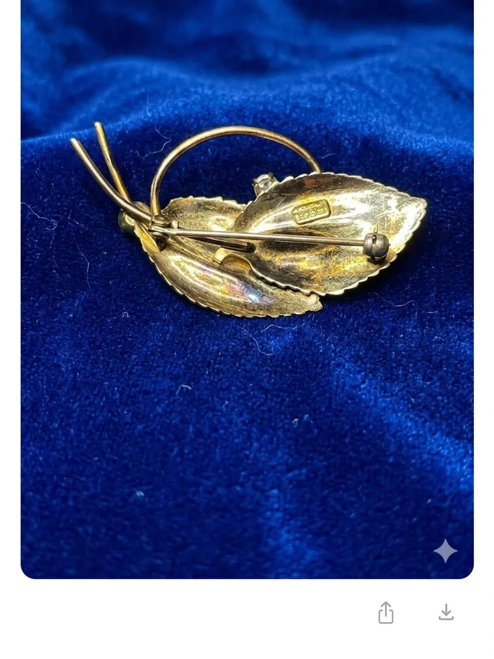 VTG WWII Carl Art 1/20 12K Gold Filled Dual Leaf Brooch, Cultured Pearl Accents